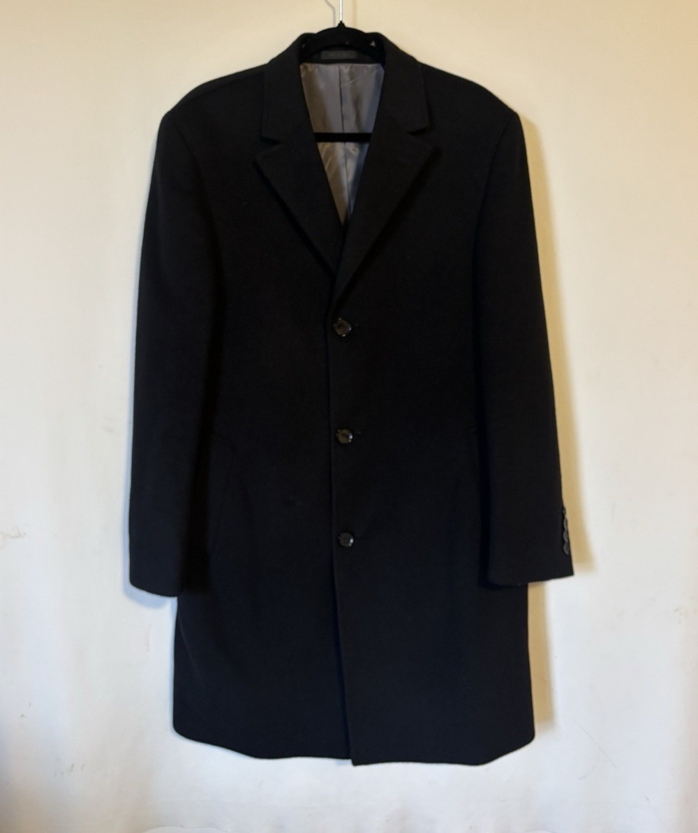 Calvin Klein Coat Mens 38 R Wool Cashmere Black